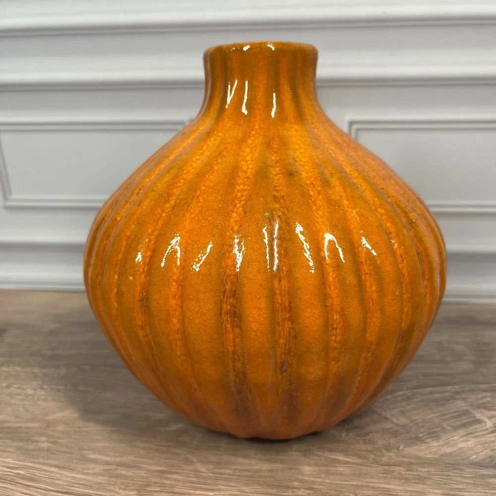 Ribbed Bud Vase Home Decor Orange 6